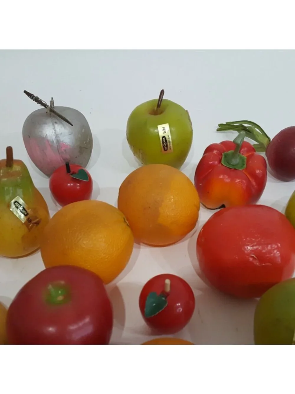 Vintage Fake Faux Artificial Fruit Grapes Apples Orange Lot of 24 Decor Bowl